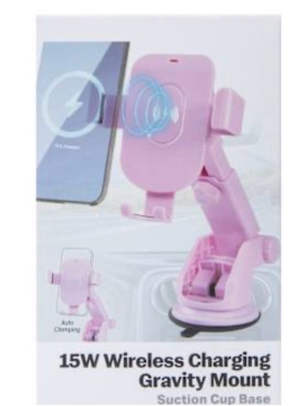 Wireless 15W Gravity Car Mount Charger - Pink